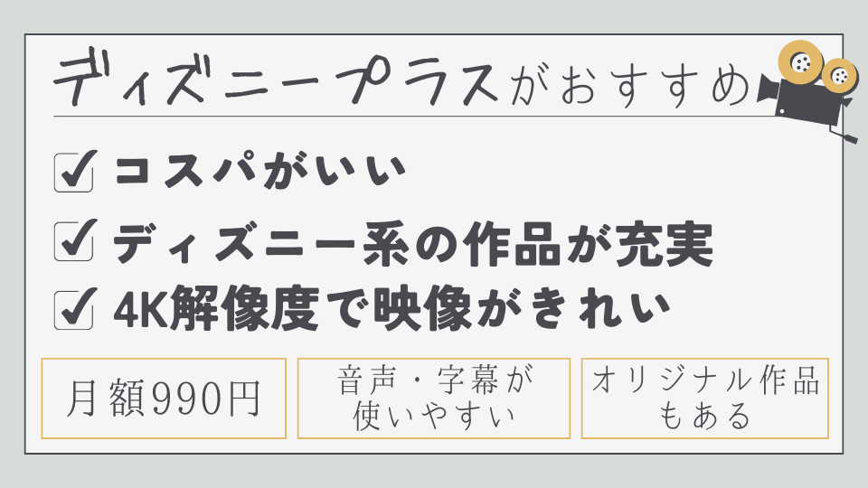 Desney+　ディズニープラス　月額料金　メリット　おすすめポイント